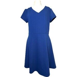 Merona Royal Blue V-Neck Textured Flared‎ Dress With Pockets Size Medium